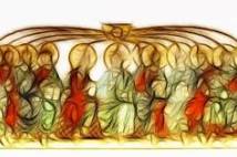 A painting of the Holy Spirit and the disciples at Pentecost