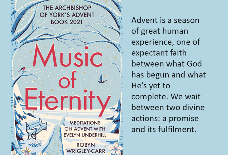 Front cover of the book, Music of Eternity with text alongside it