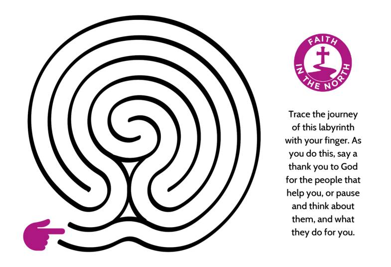A drawn labyrinth to follow with your finger