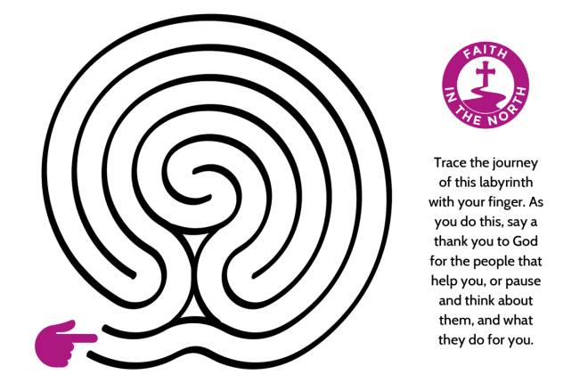 A drawn labyrinth to follow with your finger